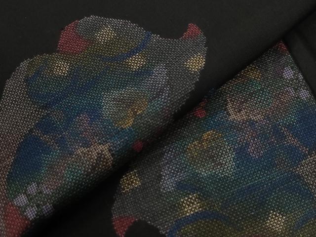 平和屋着物●本場大島紬　9マルキ　地空き　誰が袖花蝶文　正絹　逸品　CABE2234yc