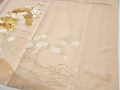 平和屋着物●創業460年・千總　色留袖　総刺繍　駒刺繍　浜松枝桜文　暈し染め　金彩　正絹　逸品　CABE2237yc