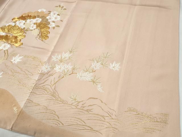 平和屋着物●創業460年・千總　色留袖　総刺繍　駒刺繍　浜松枝桜文　暈し染め　金彩　正絹　逸品　CABE2237yc