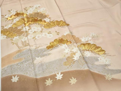 平和屋着物●創業460年・千總　色留袖　総刺繍　駒刺繍　浜松枝桜文　暈し染め　金彩　正絹　逸品　CABE2237yc
