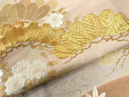 平和屋着物●創業460年・千總　色留袖　総刺繍　駒刺繍　浜松枝桜文　暈し染め　金彩　正絹　逸品　CABE2237yc