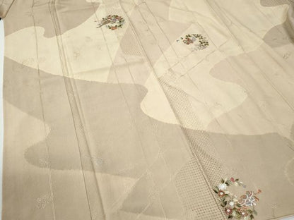 平和屋着物●中国三大刺繍　スワトウ刺繍　総刺繍　訪問着　琵琶　草花文　金糸　正絹　逸品　CABE2239yc