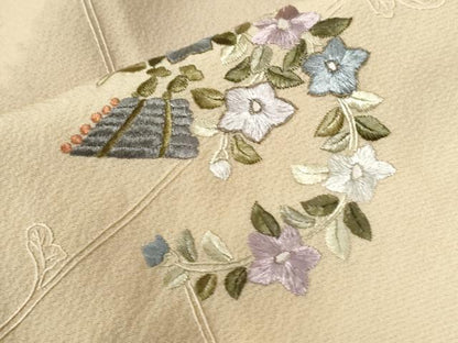 平和屋着物●中国三大刺繍　スワトウ刺繍　総刺繍　訪問着　琵琶　草花文　金糸　正絹　逸品　CABE2239yc