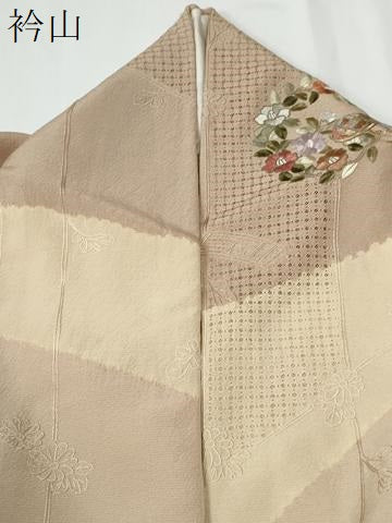平和屋着物●中国三大刺繍　スワトウ刺繍　総刺繍　訪問着　琵琶　草花文　金糸　正絹　逸品　CABE2239yc