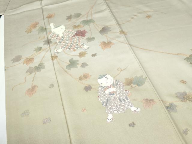平和屋着物●友禅作家の巨匠　浅井青仁　訪問着　童子遊び　暈し染め　金彩　正絹　逸品　CABE2245yc