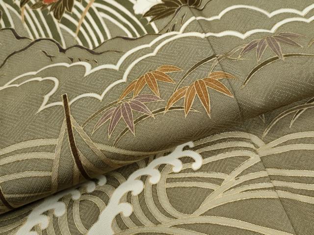 平和屋着物●訪問着　作家物　駒刺繍　立波松竹梅花文　暈し染め　金彩　正絹　逸品　CABE2247yc