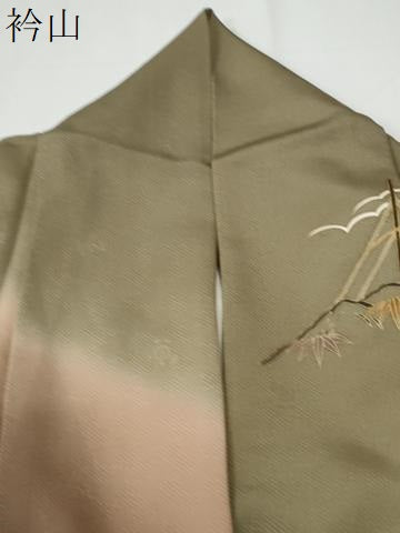 平和屋着物●訪問着　作家物　駒刺繍　立波松竹梅花文　暈し染め　金彩　正絹　逸品　CABE2247yc