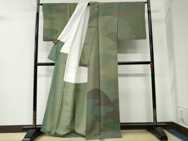 平和屋着物●重要無形文化財　人間国宝　中村勇二郎　江戸小紋　訪問着　霞遠山吉祥花文　正絹　逸品　CABE2248yc