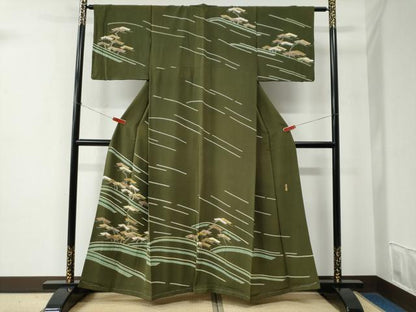 平和屋着物●名門・上野家　上野街子　清染居　訪問着　松　金彩　正絹　逸品　未使用　CABE2251yc