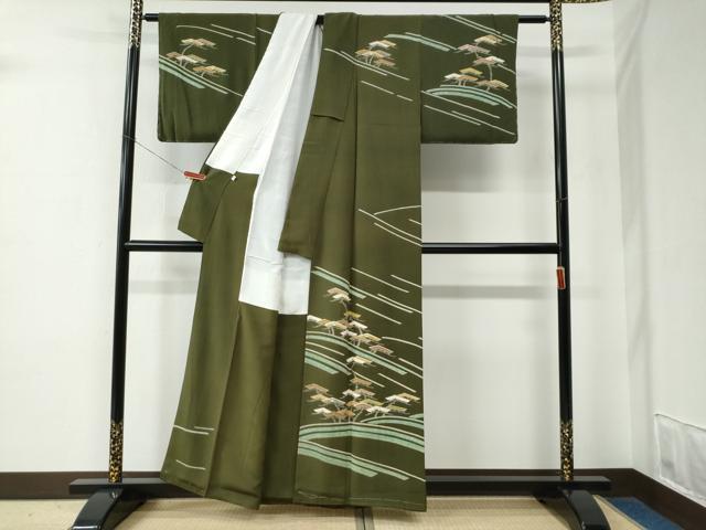 平和屋着物●名門・上野家　上野街子　清染居　訪問着　松　金彩　正絹　逸品　未使用　CABE2251yc