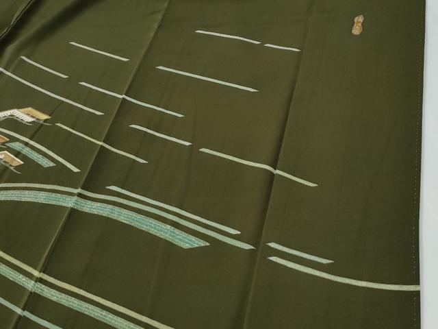 平和屋着物●名門・上野家　上野街子　清染居　訪問着　松　金彩　正絹　逸品　未使用　CABE2251yc