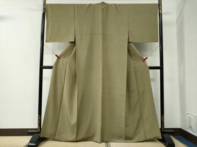 平和屋着物●江戸小紋　万筋　利休茶色×藍媚茶色　正絹　逸品　CABE2255yc