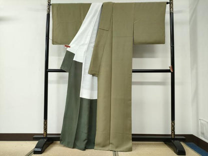 平和屋着物●江戸小紋　万筋　利休茶色×藍媚茶色　正絹　逸品　CABE2255yc
