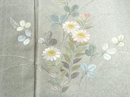 平和屋着物●京友禅の第一人者　松井青々　中国三大刺繍　相良刺繍　総刺繍　色留袖　草花文　暈し染め　正絹　逸品　CABE2256yc