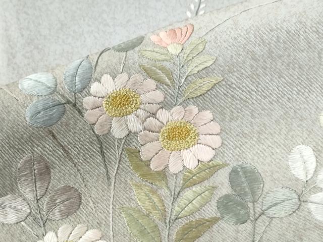 平和屋着物●京友禅の第一人者　松井青々　中国三大刺繍　相良刺繍　総刺繍　色留袖　草花文　暈し染め　正絹　逸品　CABE2256yc