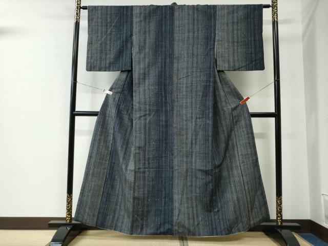 平和屋着物●上質な紬　縞　正絹　逸品　CABE2261yc
