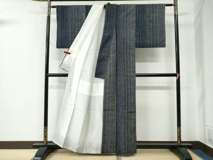 平和屋着物●上質な紬　縞　正絹　逸品　CABE2261yc