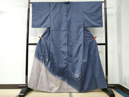 平和屋着物●訪問着　本場染大島紬　舞蝶文　金銀糸　正絹　逸品　CABE2264yc