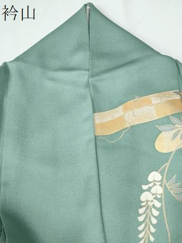 平和屋着物●訪問着　雲取り流水籬草花文　金彩　正絹　逸品　CABE2267yc