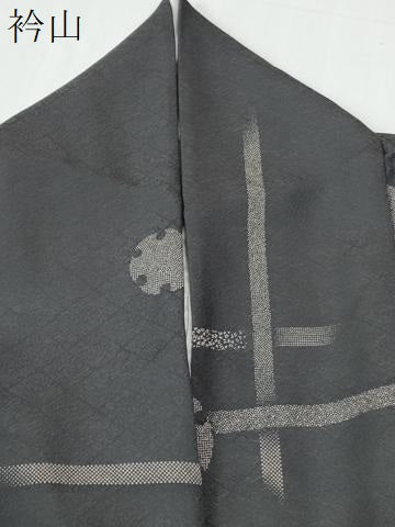 平和屋着物●上質な小紋　格子　雪輪文　ロング丈　正絹　逸品　CABE2270yc