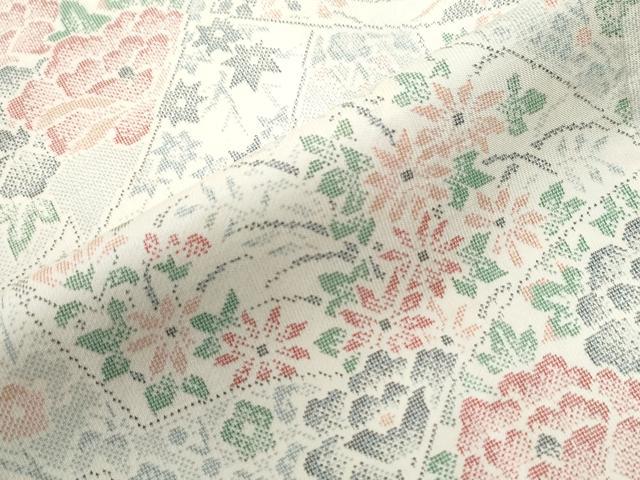 平和屋着物●本場大島紬　白大島　9マルキ　短冊地紙吉祥草花文　正絹　逸品　未使用　CABE2272yc