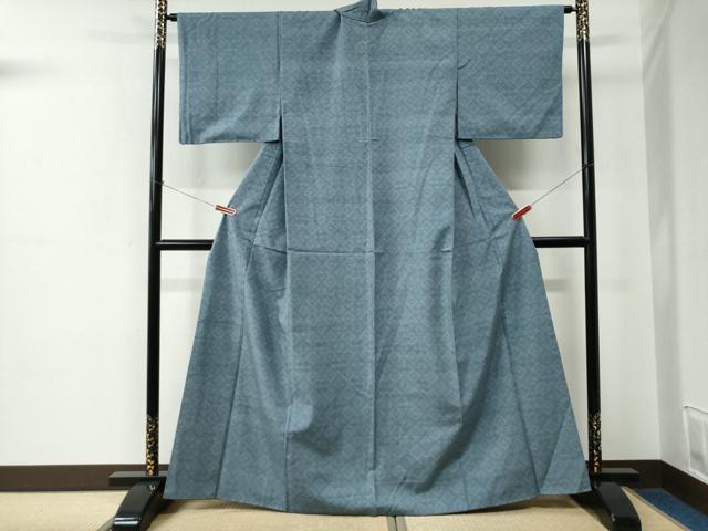 平和屋着物●結城紬　80亀甲　菱吉祥文　正絹　逸品　CABE2275yc