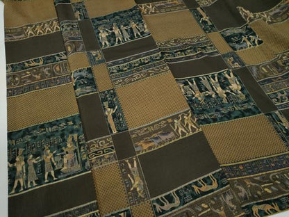 平和屋着物●上質な小紋　変わり市松エジプト壁画文様　ロング丈　正絹　逸品　CABE2276yc