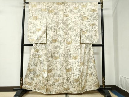平和屋着物●小振袖　二尺袖　松葉文　金彩　正絹　逸品　未使用　CABE2281yc
