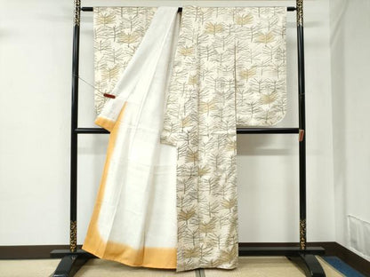 平和屋着物●小振袖　二尺袖　松葉文　金彩　正絹　逸品　未使用　CABE2281yc