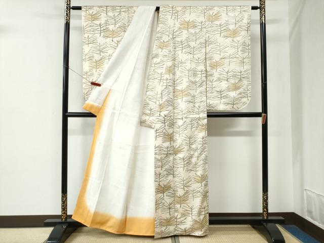 平和屋着物●小振袖　二尺袖　松葉文　金彩　正絹　逸品　未使用　CABE2281yc