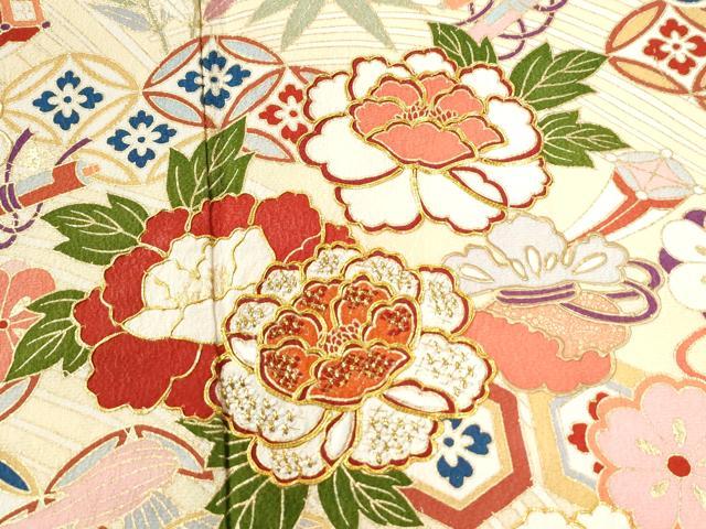 平和屋着物●訪問着　駒刺繍　宝尽くし松竹梅花文　金彩　正絹　逸品　CABE2282yc