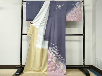 平和屋着物●訪問着　流水舞桜文　暈し染め　ロング丈　正絹　逸品　CABE2284yc