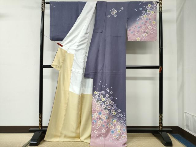 平和屋着物●訪問着　流水舞桜文　暈し染め　ロング丈　正絹　逸品　CABE2284yc