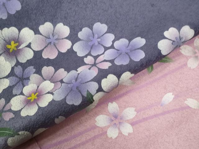 平和屋着物●訪問着　流水舞桜文　暈し染め　ロング丈　正絹　逸品　CABE2284yc