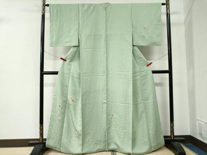平和屋着物●訪問着　総刺繍　吹き寄せ舞花文　金糸　正絹　逸品　CABE2285yc