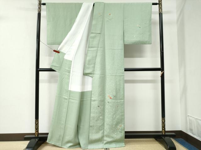 平和屋着物●訪問着　総刺繍　吹き寄せ舞花文　金糸　正絹　逸品　CABE2285yc