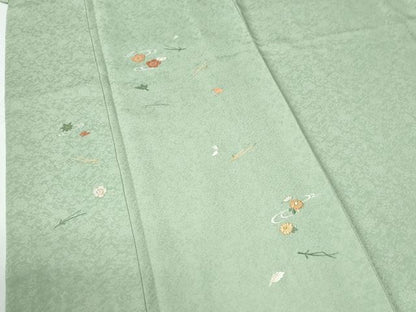平和屋着物●訪問着　総刺繍　吹き寄せ舞花文　金糸　正絹　逸品　CABE2285yc