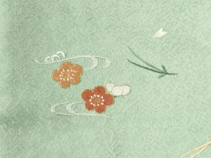 平和屋着物●訪問着　総刺繍　吹き寄せ舞花文　金糸　正絹　逸品　CABE2285yc