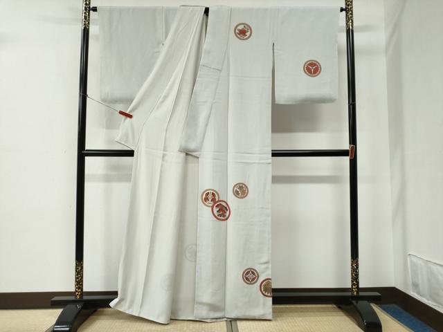 平和屋着物●訪問着　刺繍　草花文　金彩　鬼しぼ縮緬　正絹　逸品　CABE2297yc