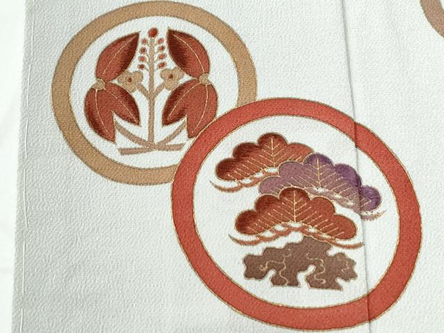平和屋着物●訪問着　刺繍　草花文　金彩　鬼しぼ縮緬　正絹　逸品　CABE2297yc