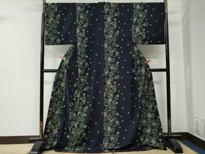 平和屋着物●上質な小紋　楓　ロング丈　正絹　逸品　CABE2299yc