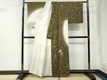 平和屋着物●訪問着　刺繍　萩花籠文　暈し染め　金彩　正絹　逸品　CABE2300yc