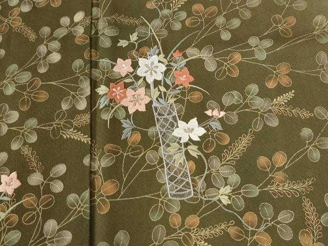 平和屋着物●訪問着　刺繍　萩花籠文　暈し染め　金彩　正絹　逸品　CABE2300yc