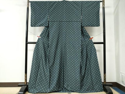 平和屋着物●上質なお召　吉祥文　正絹　逸品　CABE2302yc