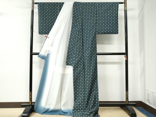 平和屋着物●上質なお召　吉祥文　正絹　逸品　CABE2302yc