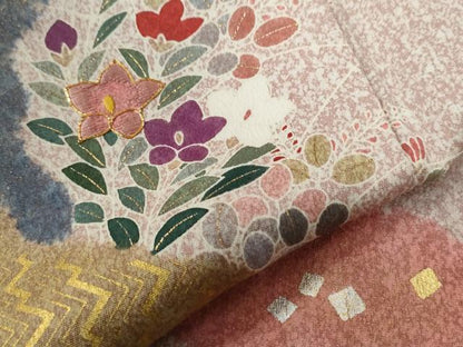平和屋着物●京友禅の第一人者　松井青々　訪問着　駒刺繍　道長吉祥草花文　金彩　正絹　逸品　CABE2305yc
