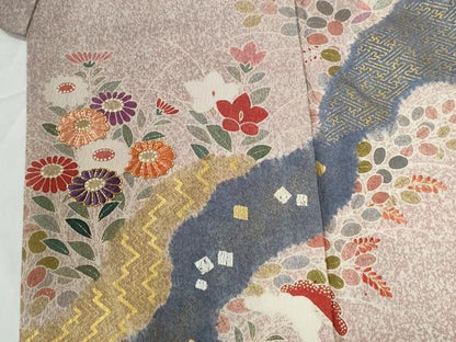 平和屋着物●京友禅の第一人者　松井青々　訪問着　駒刺繍　道長吉祥草花文　金彩　正絹　逸品　CABE2305yc