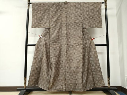 平和屋着物●本場大島紬　割り込み絣　花菱文　正絹　逸品　CABE2306yc