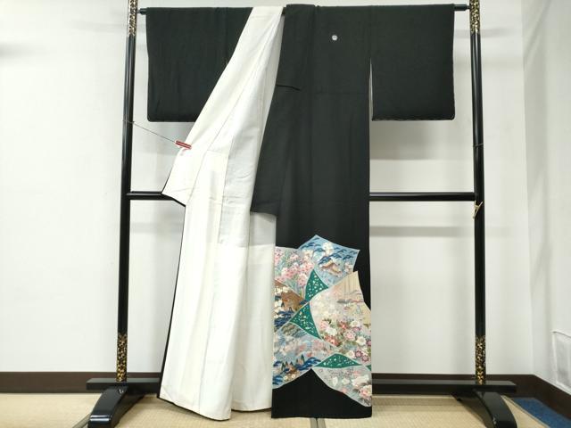平和屋着物●豪華黒留袖　友禅　作家物　古代錦　松竹梅風景花文　正絹　逸品　未使用　CABE2307yc
