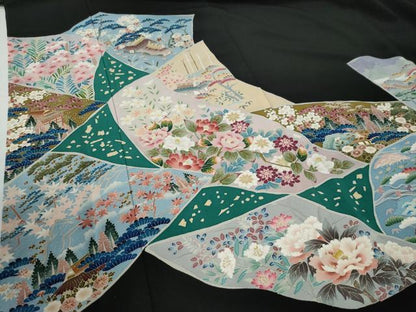 平和屋着物●豪華黒留袖　友禅　作家物　古代錦　松竹梅風景花文　正絹　逸品　未使用　CABE2307yc